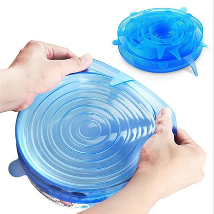 6PCS Silicone Stretch Lids Universal Silicone Food Wrap Bowl Pot Lid Silicone Cover Pan Seal Bowl Cooking Kitchen Accessories