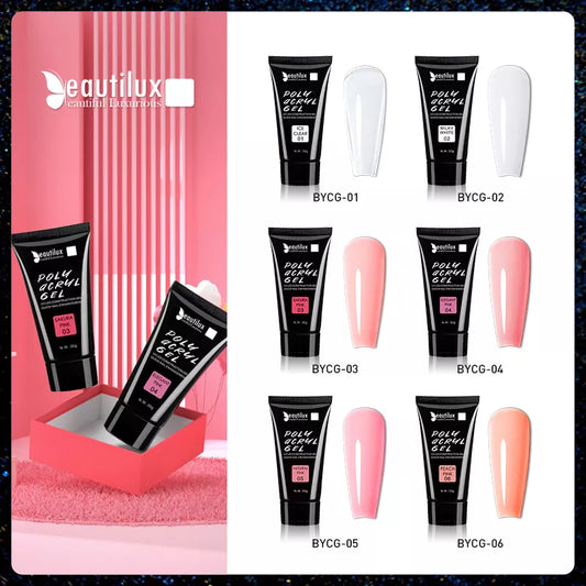 1pc Nail Art UV LED Clear Contruction Milky White, Pink Acryl Gel Construction Gel Polish for Extension 30g