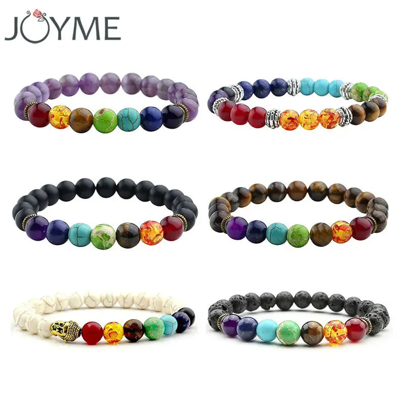 7 Chakra Bracelets & Bangles Men Lava Healing Balance Reiki Buddha Prayer Natural Stone Beaded Yoga Chackra Bracelet for Women