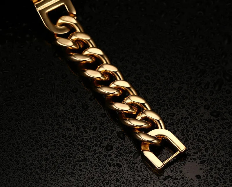 ZORCVENS Gold-color Bracelets Bangles Fashion Men Jewelry Jesus Cross Stainless Steel Rock Jewelry