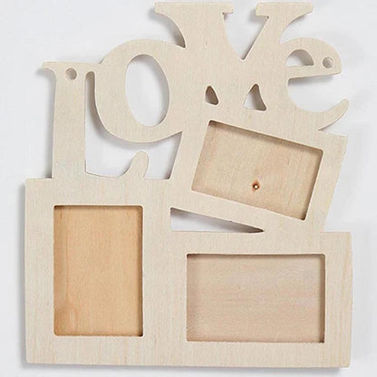 3 in 1 White Hollow Love Wooden Family Picture Photo Frame DIY Art Decor Frame