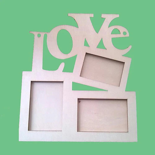 3 in 1 White Hollow Love Wooden Family Picture Photo Frame DIY Art Decor Frame