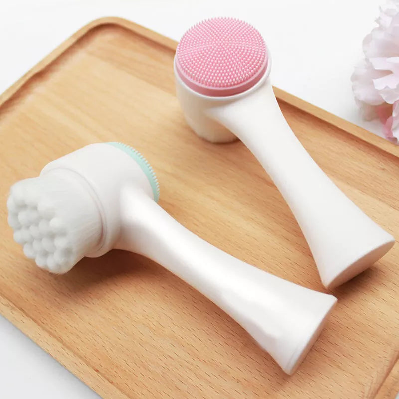 DuoGlow Double-Sided Silicone Facial Cleanser Brush