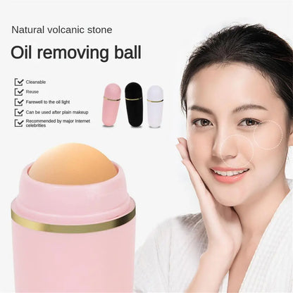 2 In 1 Face Oil Absorbing Roll Volcanic Stone Pores Cleaning Volcanic Stone Clean Massage Oil Control Skin Care Tools