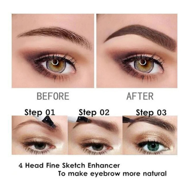 4 Point Eyebrow Pencil Waterproof Liquid Eyebrow Pen Makeup Long Lasting 4 Fork Tip Brow Pen Cosmetic Microblade Brow Pencil