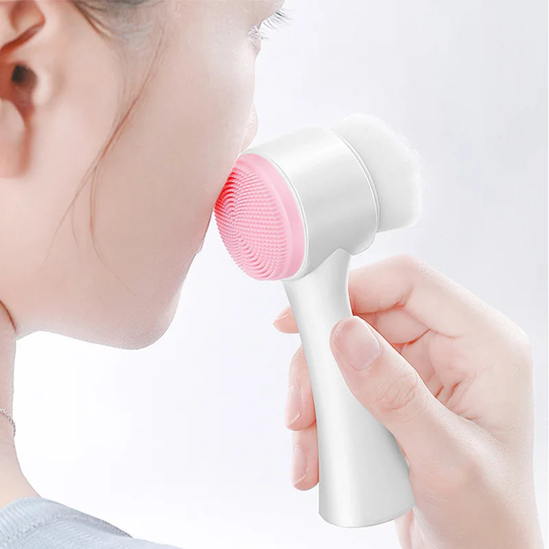 DuoGlow Double-Sided Silicone Facial Cleanser Brush