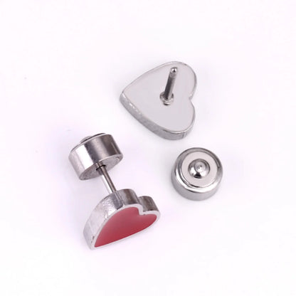 LUXUSTEEL Cute Red Pink Heart Love Stud Earring For Women Girls Lovely Stainless Steel Fashion Ear Jewelry Brinco Pendiente