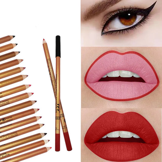 1PC Professional Wood Lip liner Pen Waterproof Lipstick Pencil Contour Matte Lady Charming Women's Makeup Long Lasting Cosmetic